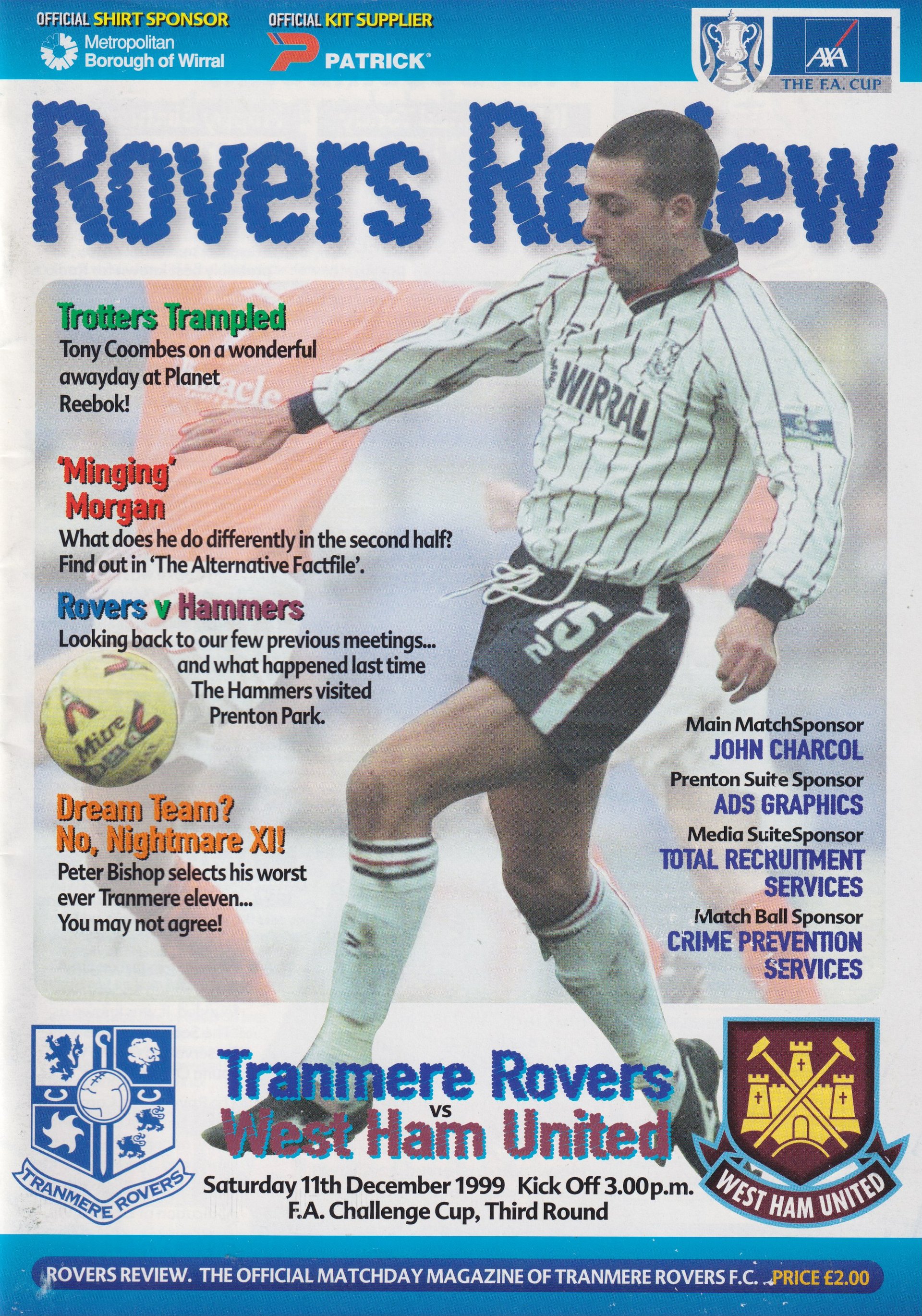 Tranmere Rovers v West Ham United match programme